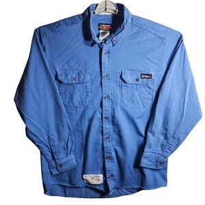 Bulwark FR Flame Resistant Work Shirt XLG Long‎ Sleeve Blue Cotton Nylon Denim